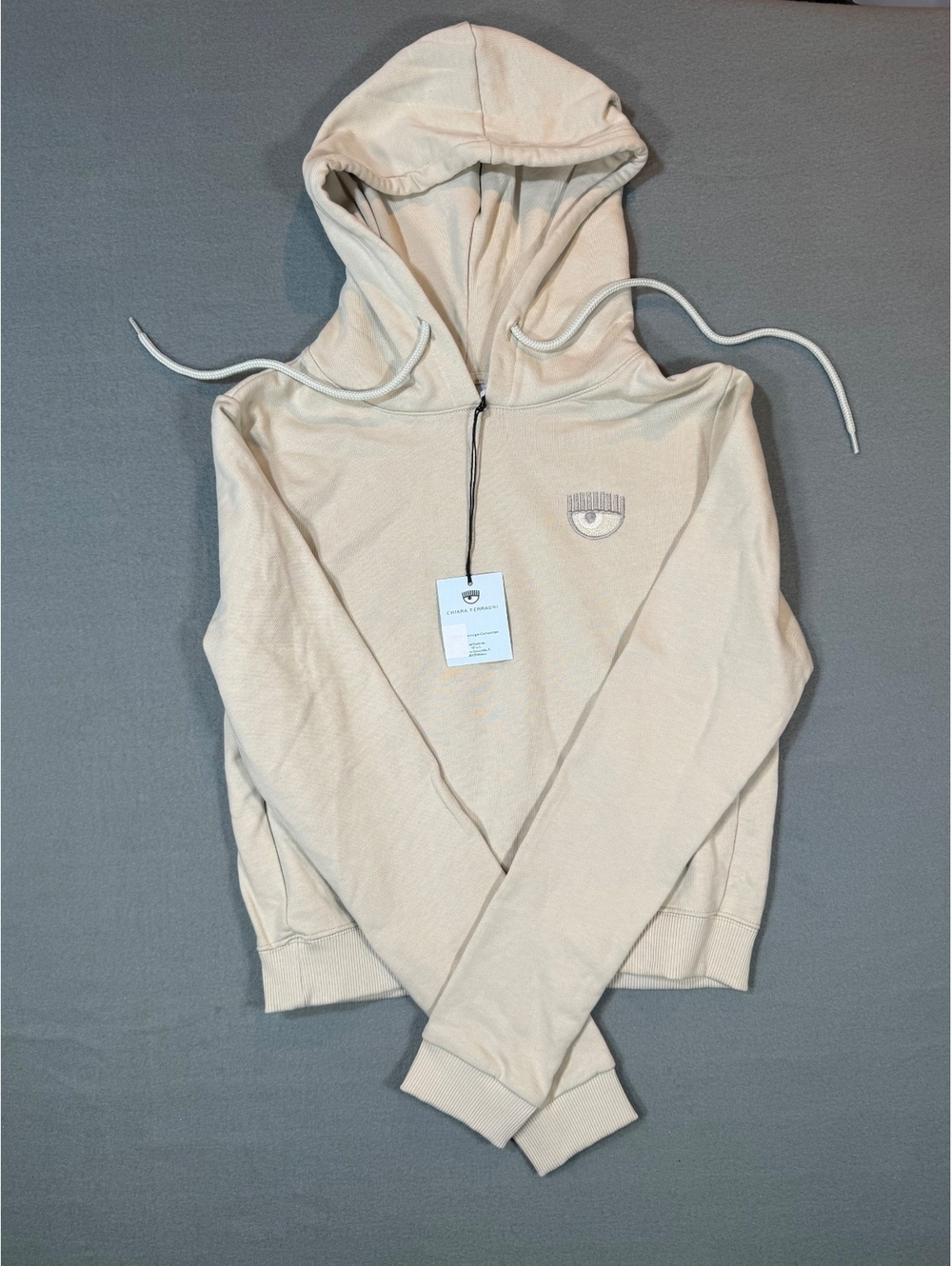 Chiara Ferragni Beige Hooded Sweatshirt with Eye Logo